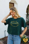 Game Day Foil Football  Cropped Mineral Graphic Top