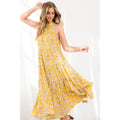 Floral Print Tiered Maxi Halter Dress