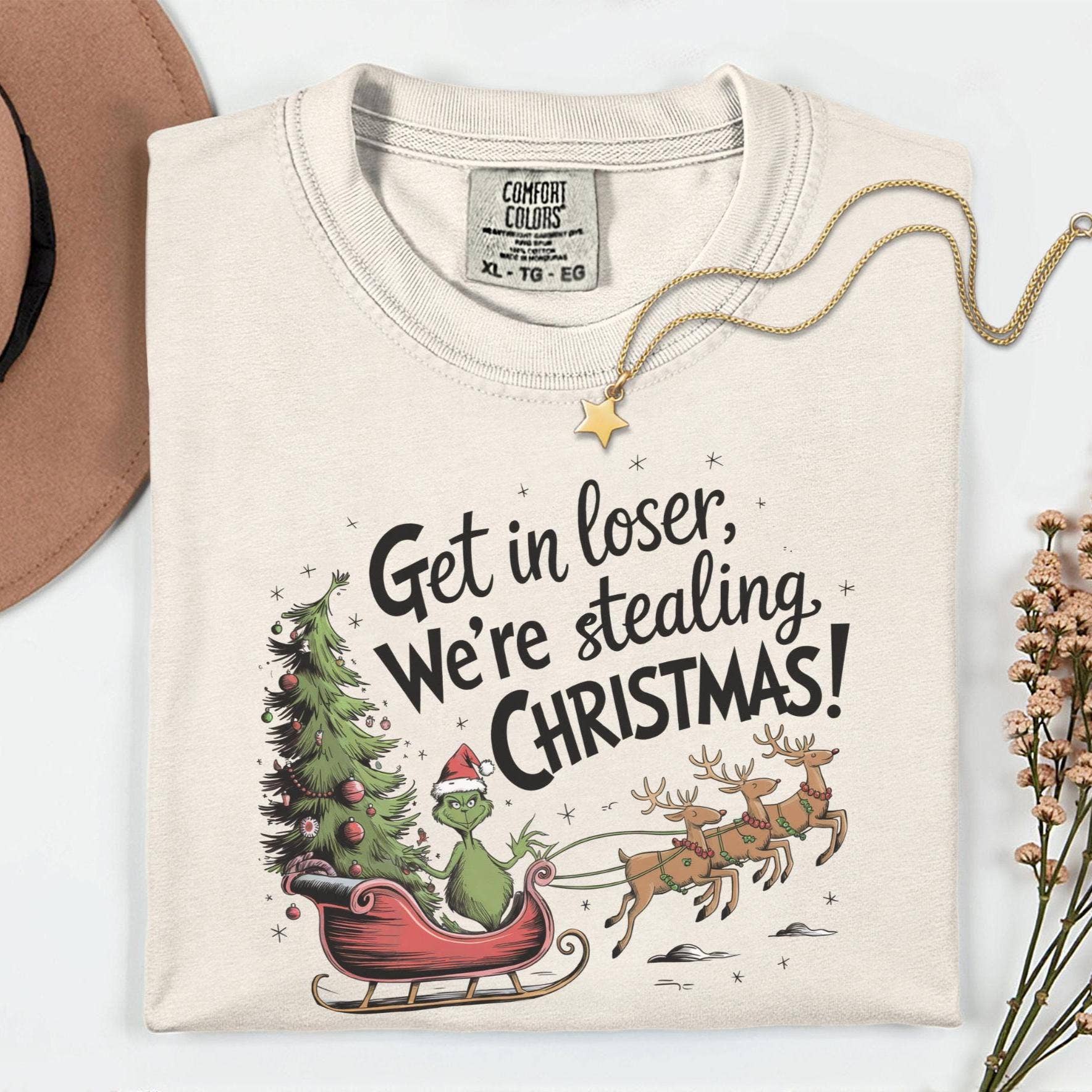 Stealing Christmas Funny Tree Crewneck Gift