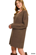 .0926 V Neck Sweater Dress SI-28849