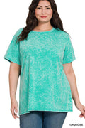 `.Plus Washed Short Sleeve Top