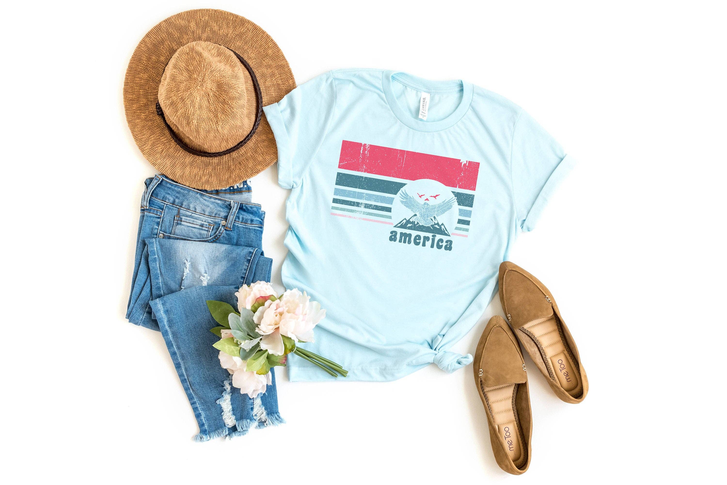 America Stripe Eagle Tee | Patriotic T Shirt | 4th of July