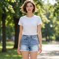 `.Frayed Hem Denim Shorts Reg / Plus
