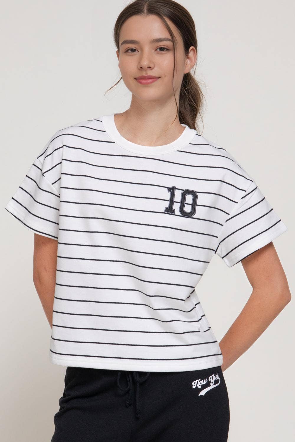 1111 Patch Stripe French Terry Top SI-29064