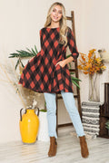 ...Christmas Plaid Sweater Tunic Dress