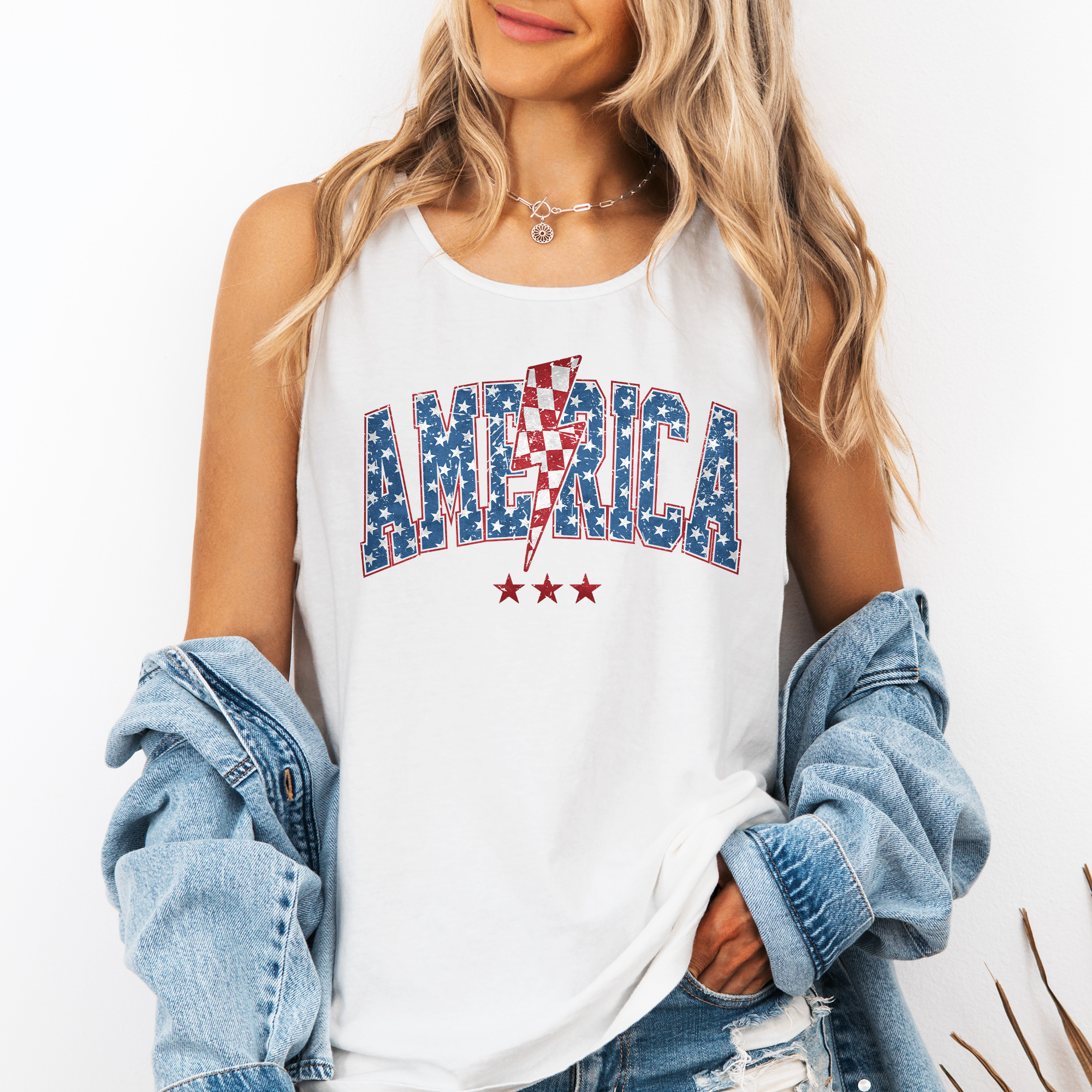 Retro America Varsity Bolt, America, Patriotic, USA Tank Top