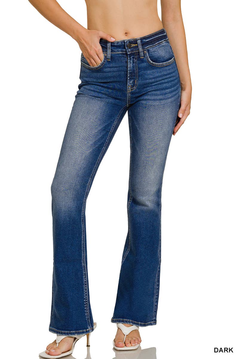 0303 Dark Wash Bootcut Denim Pants SI-28577