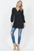 ..SI-508 V Neck Puff Sleeve Tunic