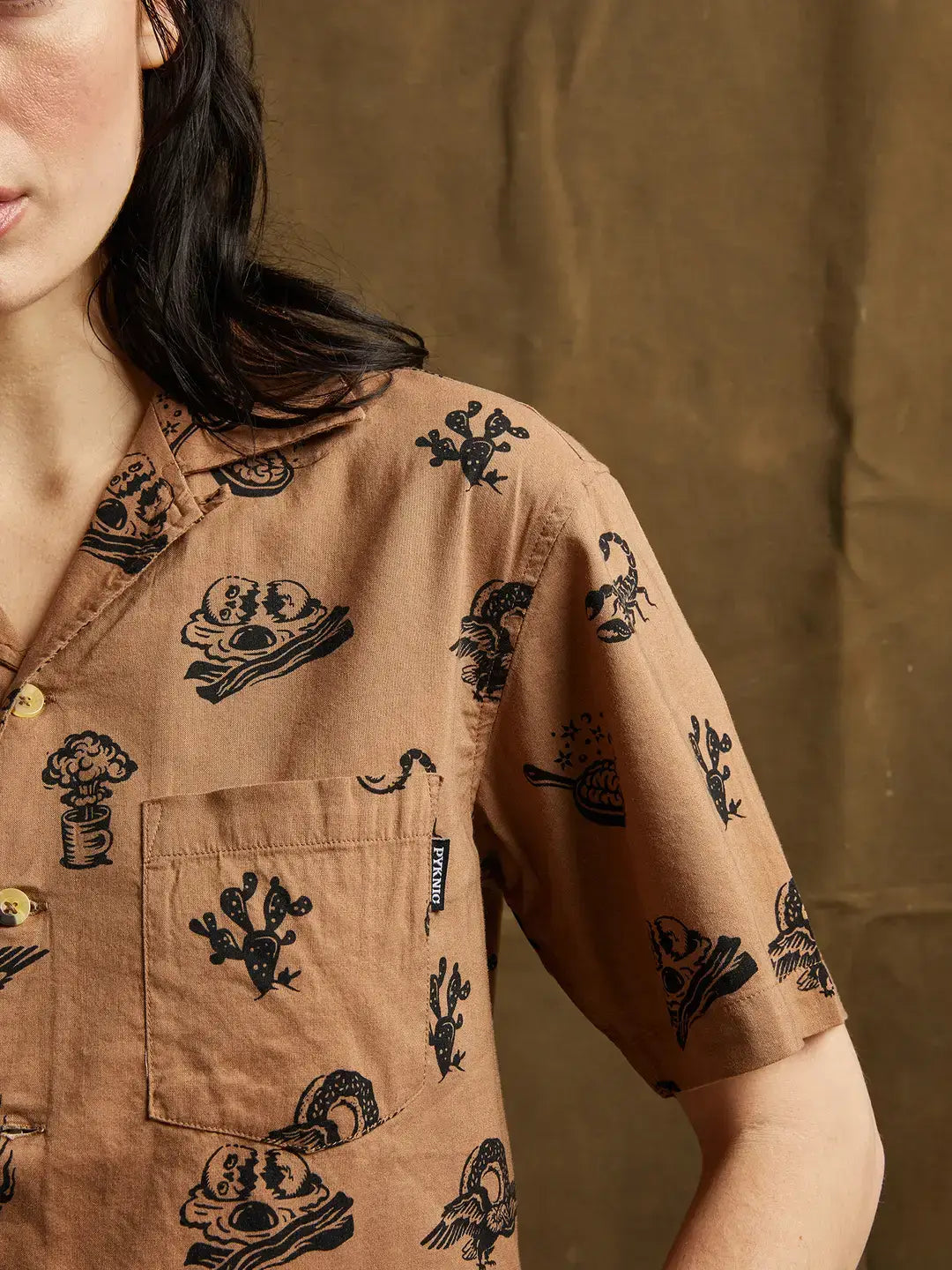 Brain Fried Desert Casual Button Down Shirt Women