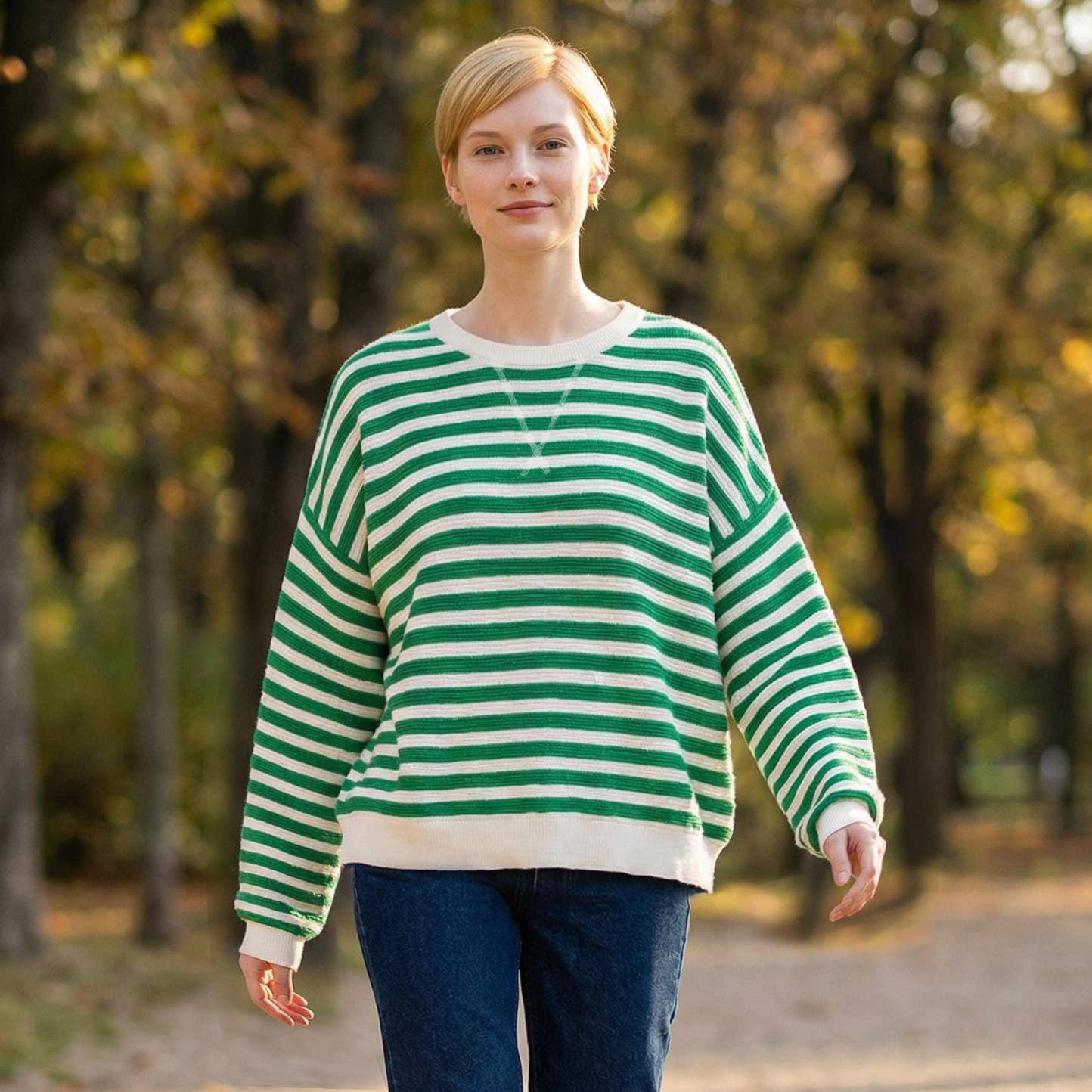 0209 Striped Cotton Poly Pullover SI-28813