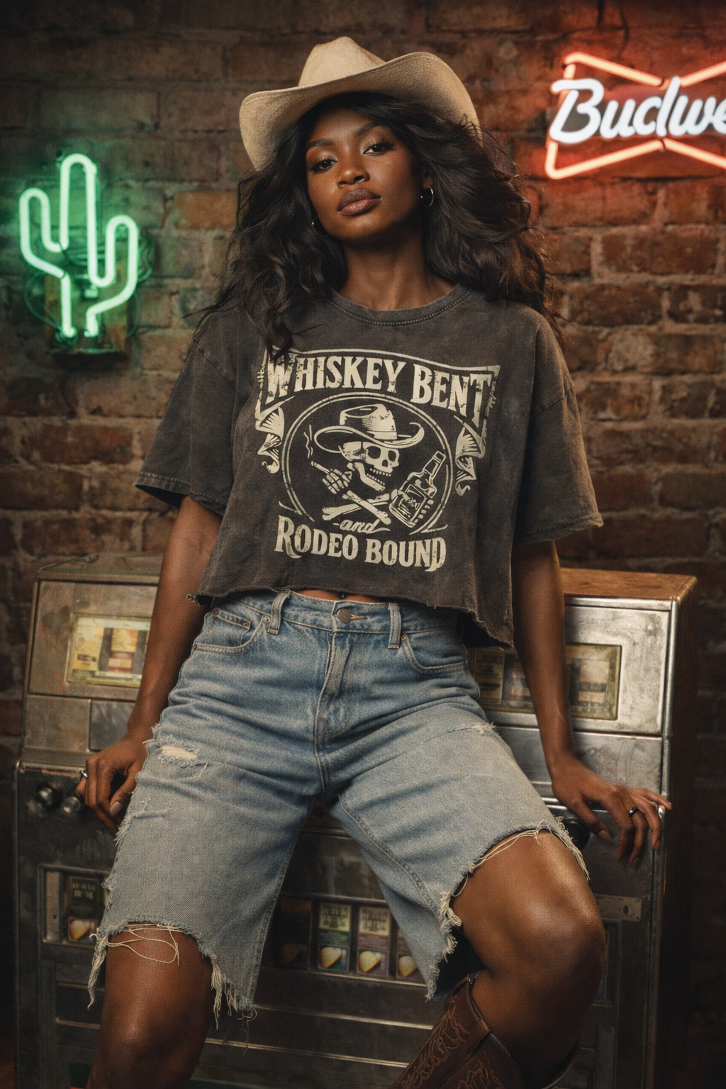 Whiskey Bent & Rodeo Bound Vintage 90's Crop T-Shirt