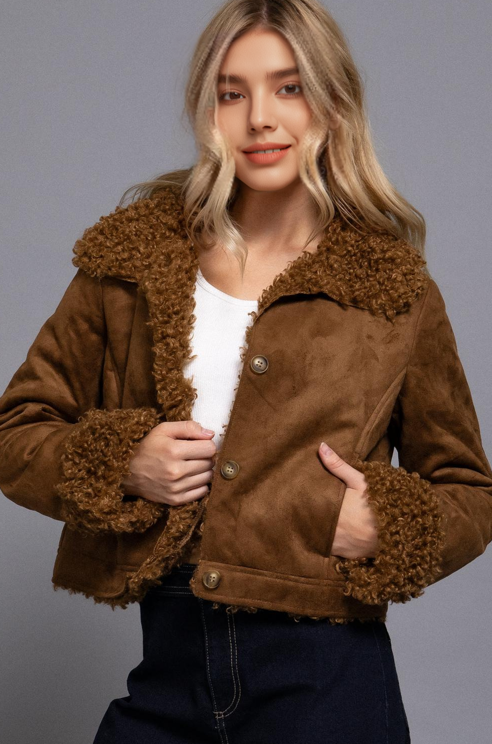 ..0903 Inside Fur Suede Short Jacket SI-28717