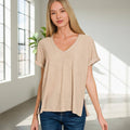1229 Slub Rolled Short Sleeve V Neck Tee SI-29268