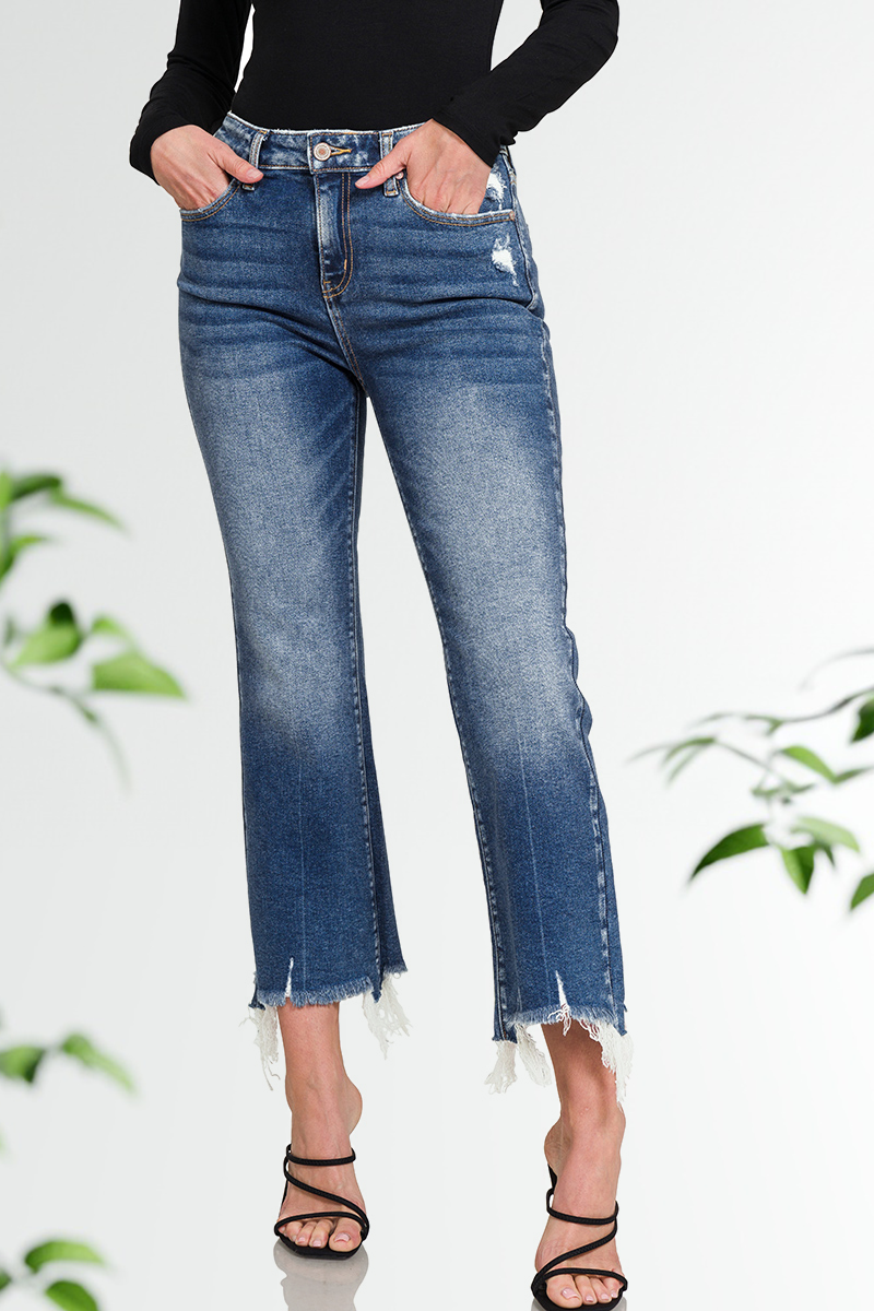 ",,...Distressed Flare Crop Denim Jeans