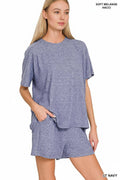 ..1021 Soft Melange Short Sleeve Tee & Short Pants Set SI-28941