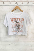 Western Cowboy Take Me Away Graphic Short Crop Top