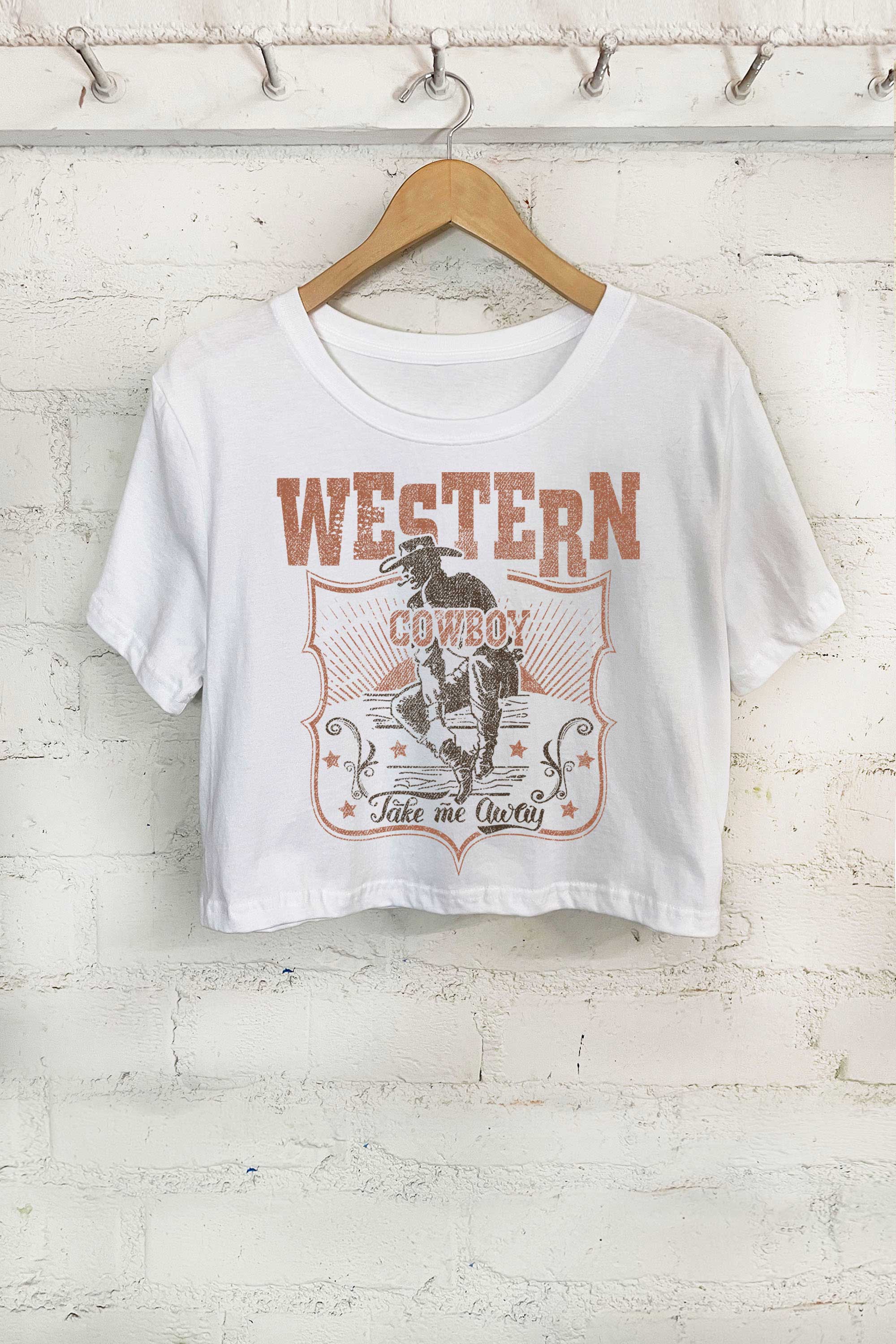 Western Cowboy Take Me Away Graphic Short Crop Top