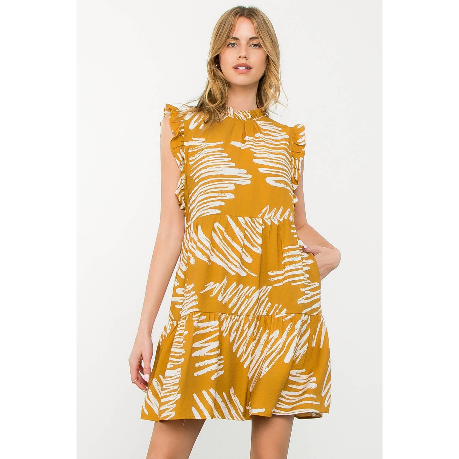 Flutter Sleeve Tiered Dress