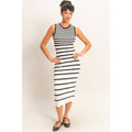 Striped Ribbed Tank Midi Dress