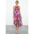 Halter Smocked Print Maxi Dress