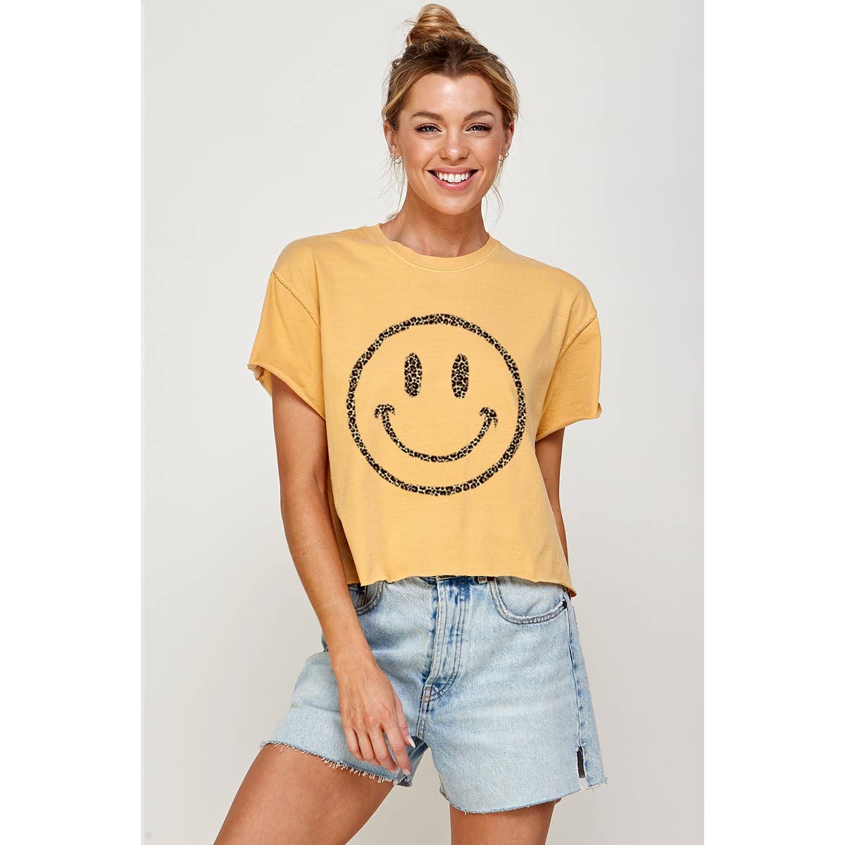 Smile Face Vintage  Graphic Crop Top