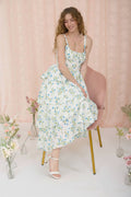 Floral Ruffle Tiered Back Tie Midi Dress