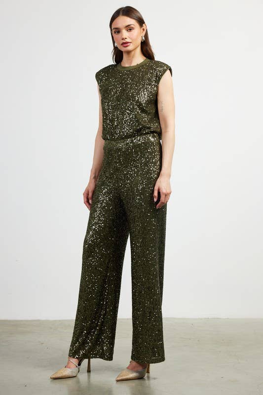 Sequins Semi Flared Pants