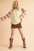 9103FK Malva Plaid Pullover Sweater