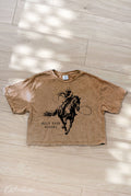 Hold Your Horses Cropped Mineral Graphic Top