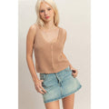 Open Knit Scallop Edge Button Front Tank Top