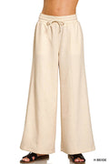 0101 Scuba Drawstring Wide Leg Pants w/  Pockets SI-28975