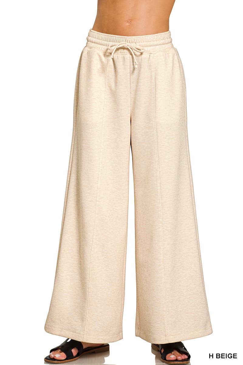 0101 Scuba Drawstring Wide Leg Pants w/  Pockets SI-28975