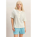 Striped Short Sleeve Henley Top