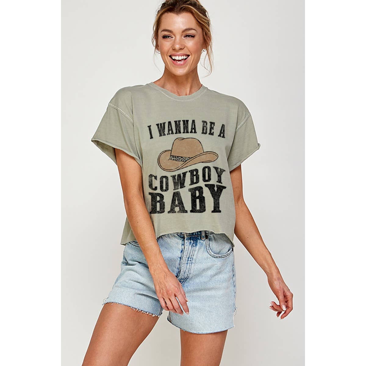 I Wanna Be A Cowboy Baby Graphic Crop Top