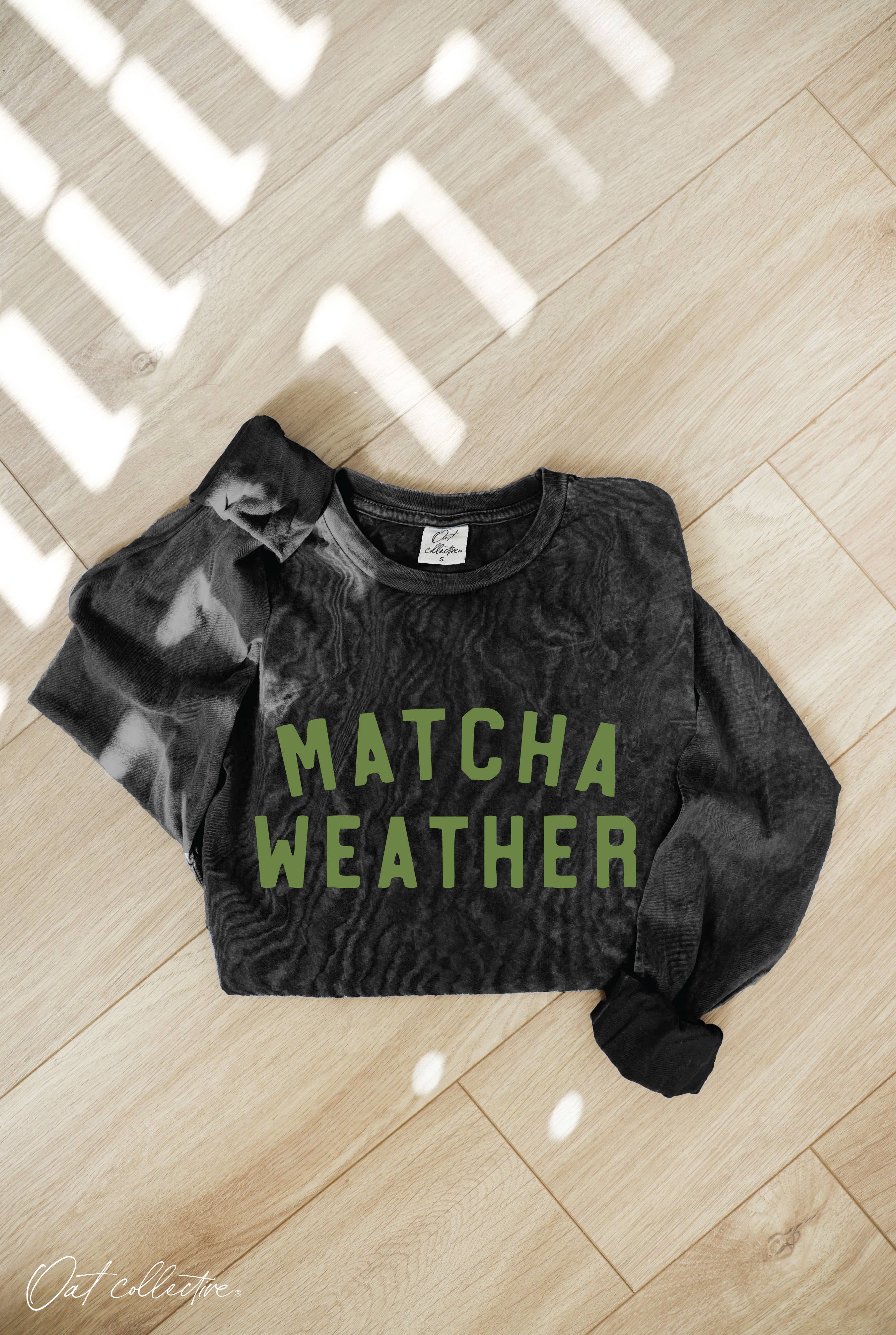 Matcha Weather Mineral Washed Long Sleeve Graphic Top