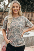 Plus Size Retro Camouflage Womens Casual T Shirt (S-4X)