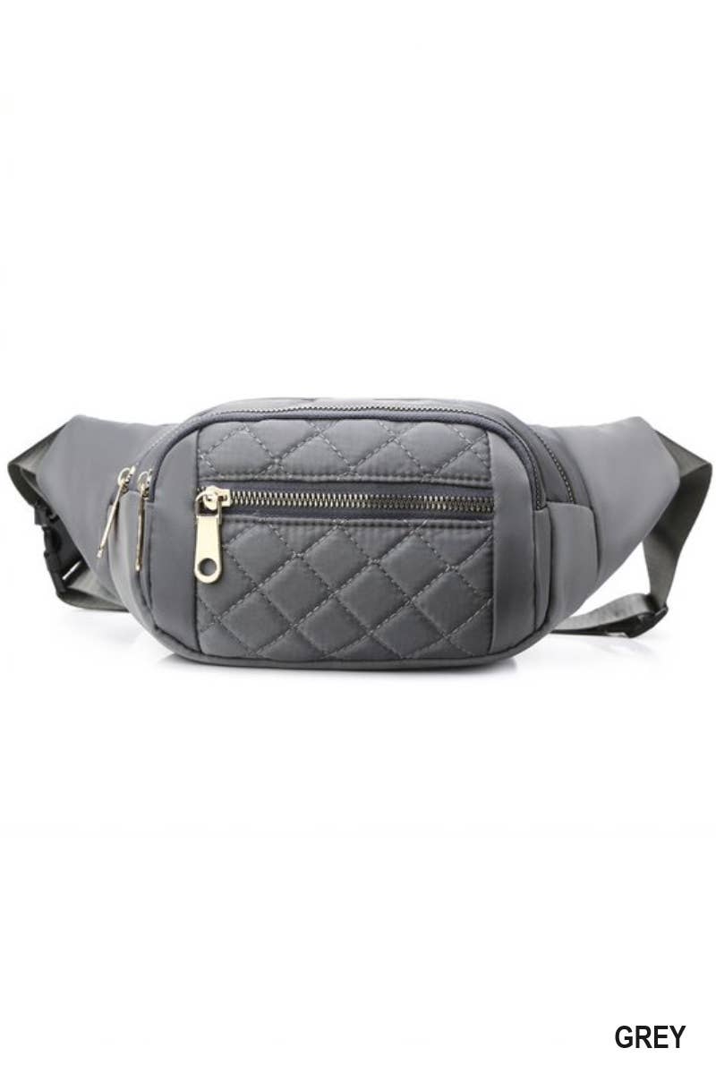 ,.SI-25562 Quilted Multi Pocket Waist Belt Bag