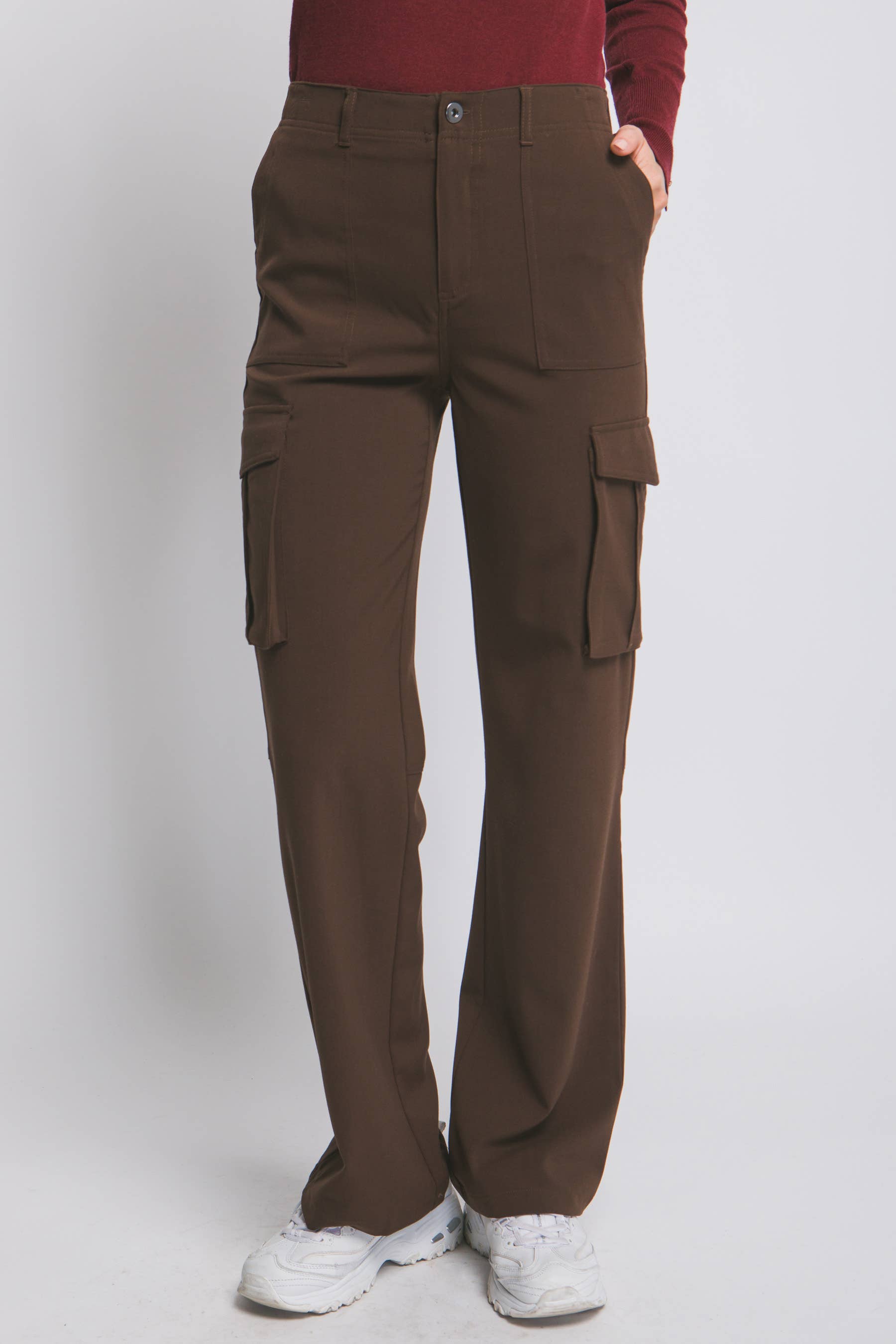 1002 High Rise Cargo Pants with Side Patch Pockets SI-28272