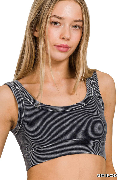 "..._ Scoop-Neck Premium Washed Rib Crop Tank