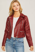 ...SI-23855 Pu Moto Faux Leather Fitted Jacket