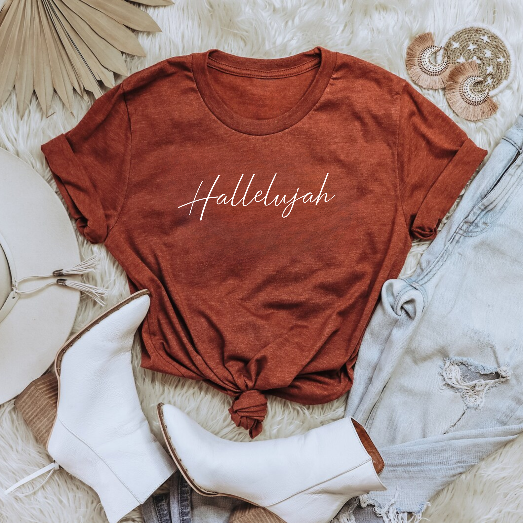 Hallelujah Mother's Day Tee Faith Based Bible Verse Shirt Christian Graphic T-Shirt