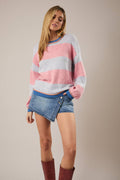 Round Neck Long Sleeve Stripe Sweater