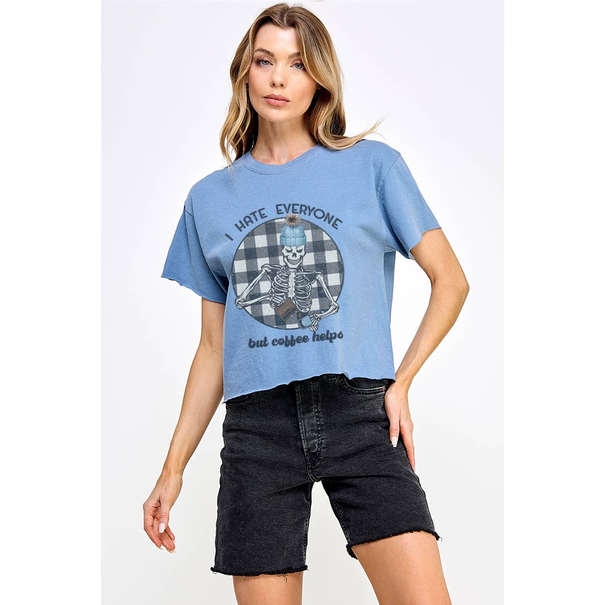 Coffee Helps Vintage Graphic Crop Top