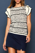 Ruffled Sleeve Knit Top
