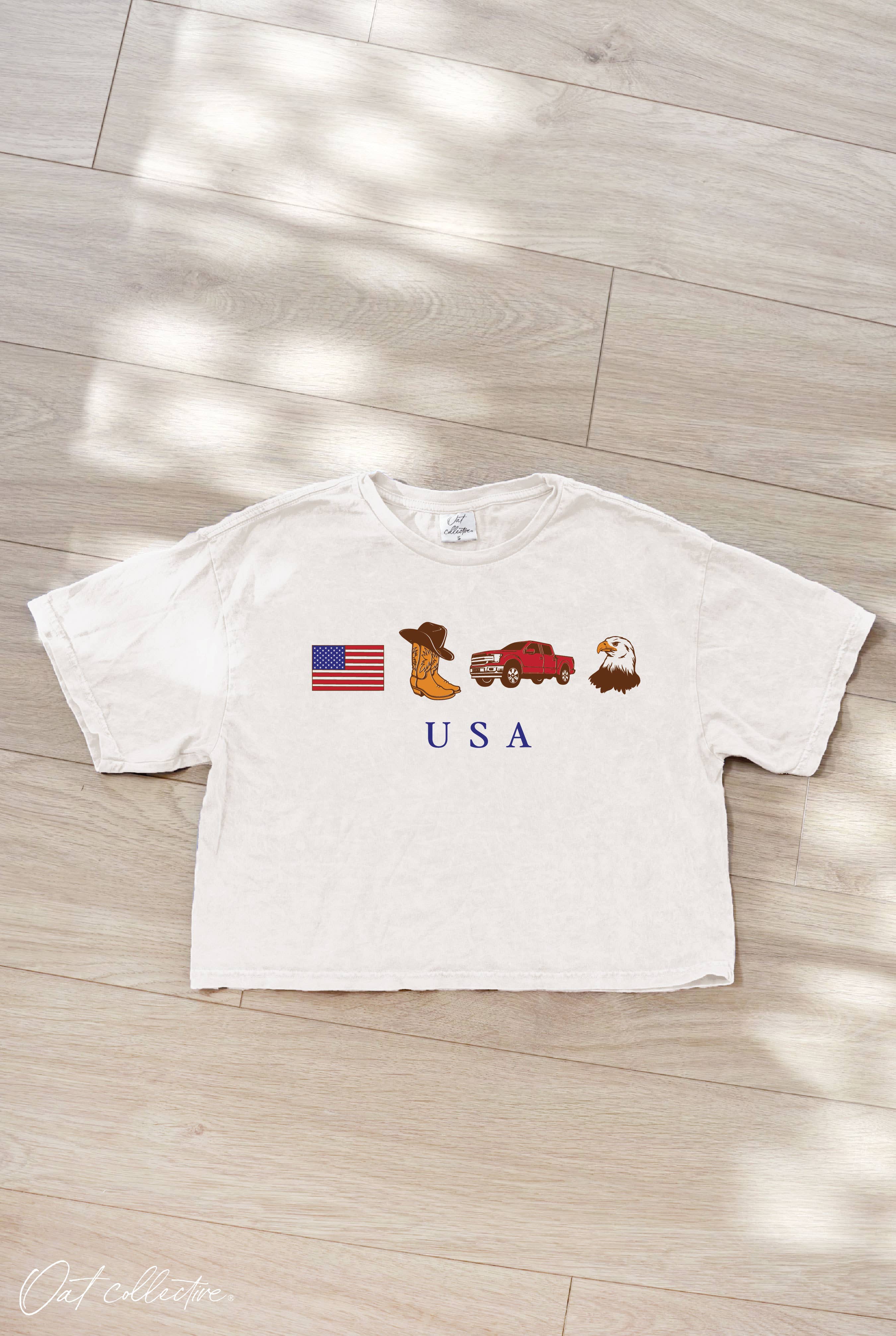 USA Cropped Mineral Graphic Top