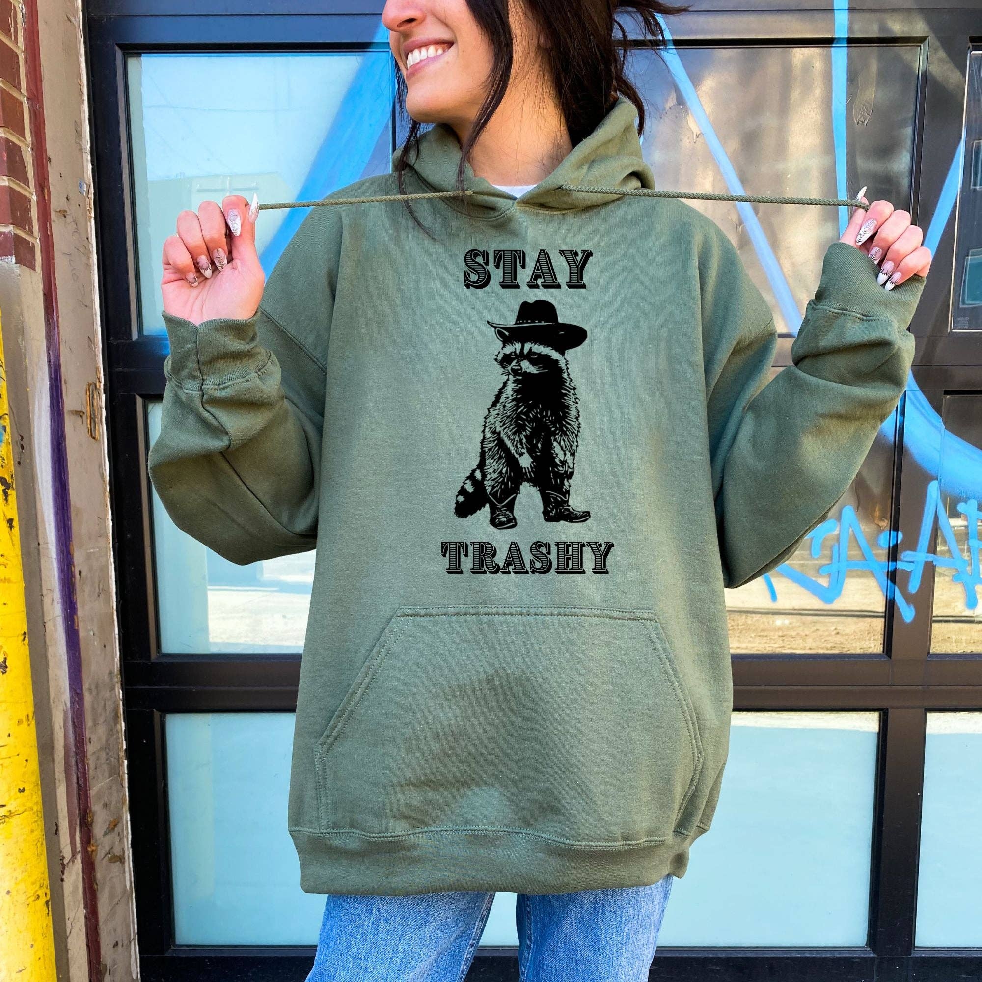 Stay Trashy Raccoon Crewneck Sweatshirt Hoodie 272