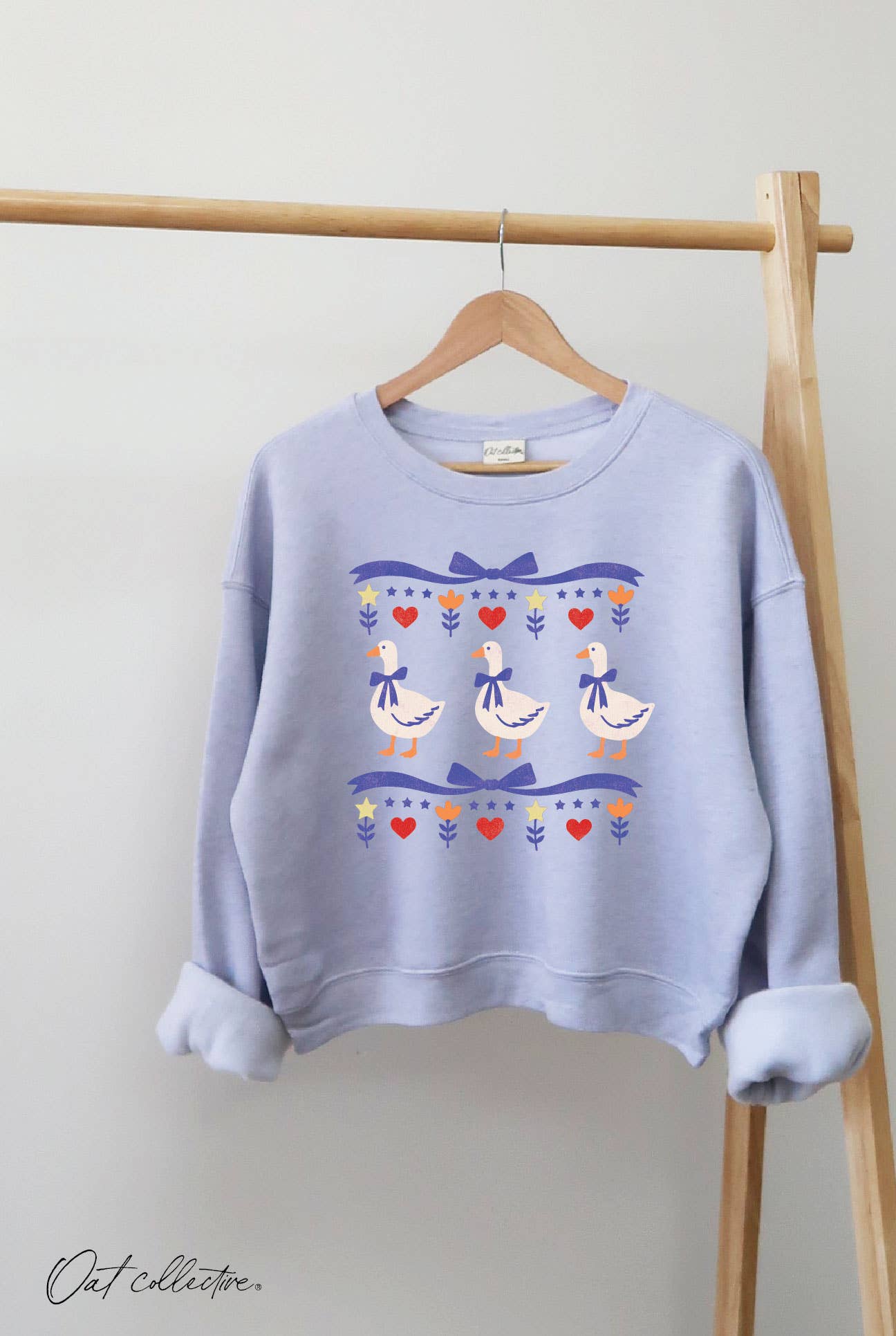 Ribbon Goose Mid Cropped Graphic Sweatshirt
