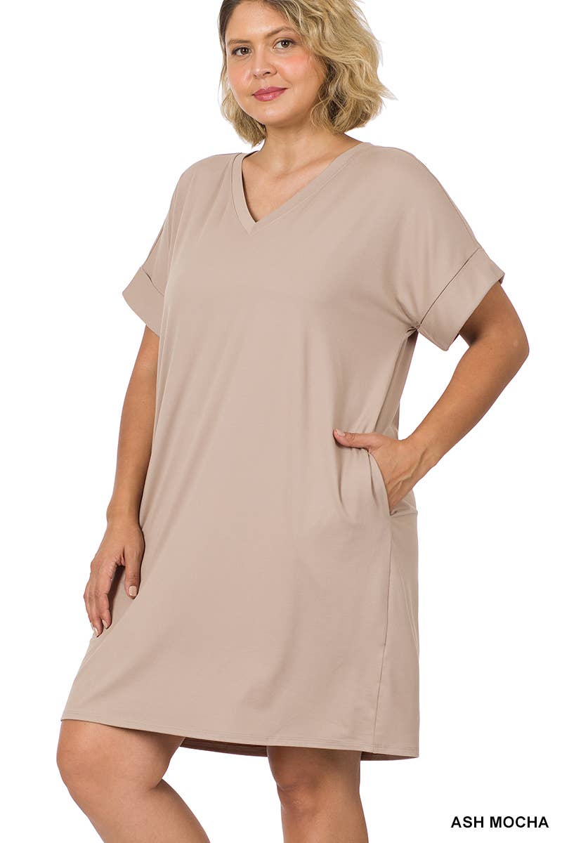 ..Plus Brushed Dty Dress  w/ Pockets