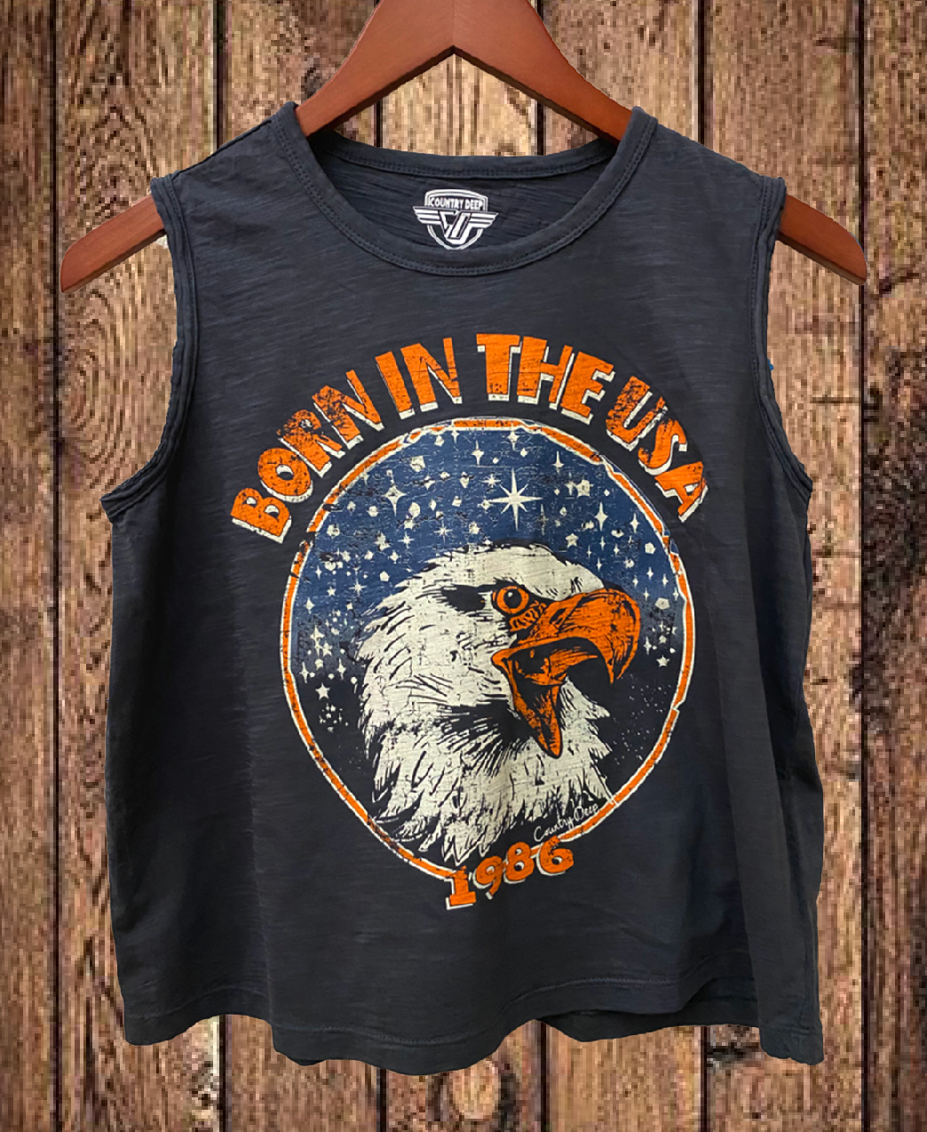 Born in the USA 80's Muscle Crop Top
