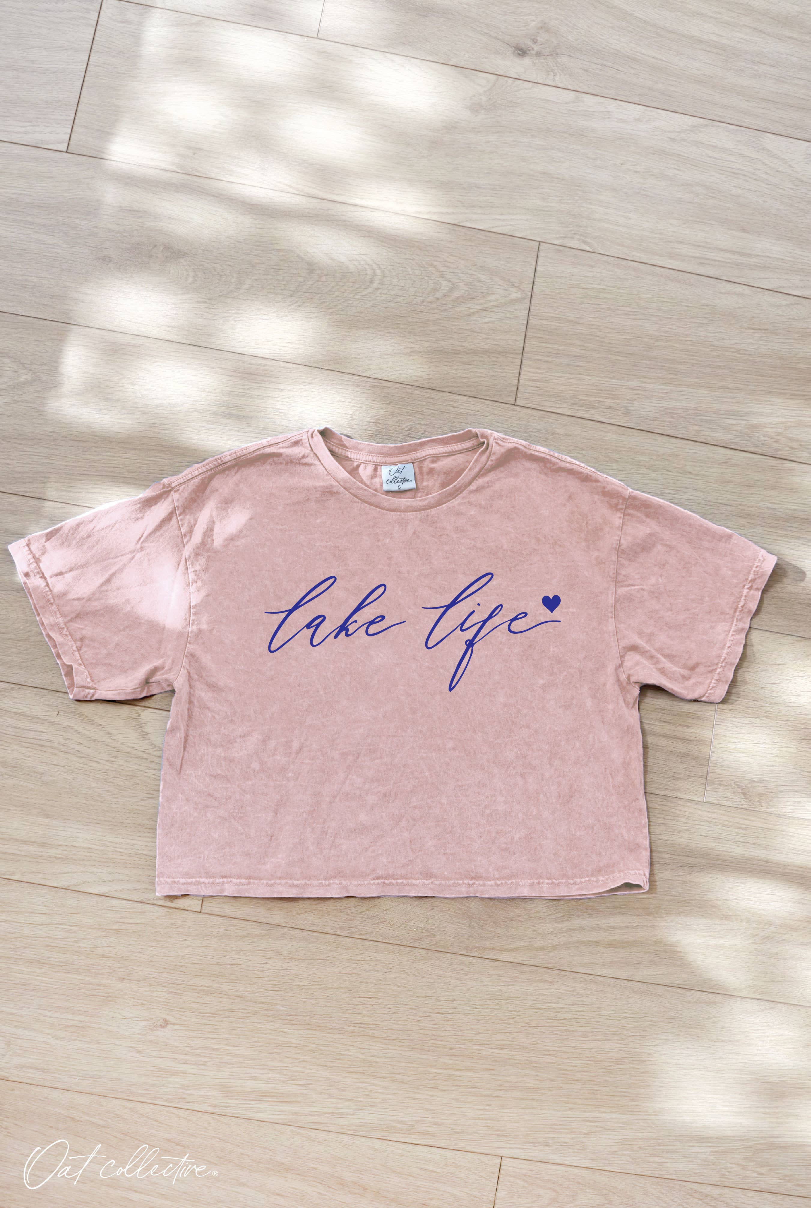 Lake Life Cropped Mineral Washed Graphic Top